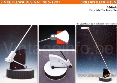 Linke Plewa Circo desk lamp design: Heiko Linke other model: Segma desk lamp 1980s catalogue picture Brillantleuchten Brilliant AG Germany