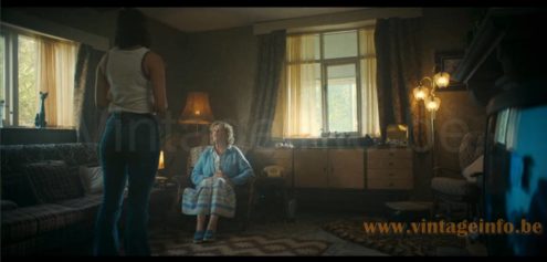 Lotus flowers floor lamp used as a set decoration in the 2026 British television miniseries Run Away. Here in series 1, episode 5