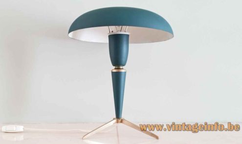 Louis Kalff Bijou table lamp other version tripod base longer rod mushroom lampshade