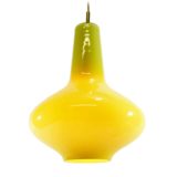 Massimo Vignelli Venini Murano pendant lamp yellow hand-blown round convex glass lampshade 1950s 1960s Italy