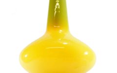 Massimo Vignelli Venini Murano pendant lamp yellow hand blown round convex glass lampshade 1950s 1960s Italy