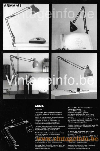 Metalarte Architect Desk Lamp - 1973 Catalogue Picture - Arma