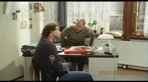 Metalarte Hala 145 desk lamp used as a set decoration in the 1981 Dutch film: Te Gek om Los te Lopen (Too nuts to walk loose)