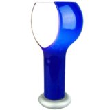 Oluce Flash table lamp round base blue glass tube & globe lampshade 1968 design: Joe Colombo 1990s