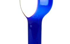 Oluce Flash table lamp round base blue glass tube & globe lampshade 1968 design: Joe Colombo 1990s