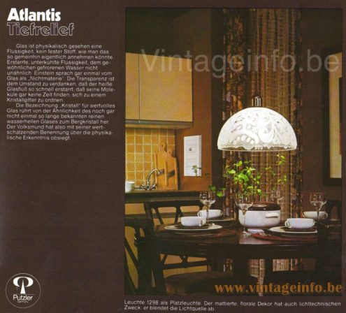Peill + Putzler Atlantis pendant lamp model 1298 mushroom model
