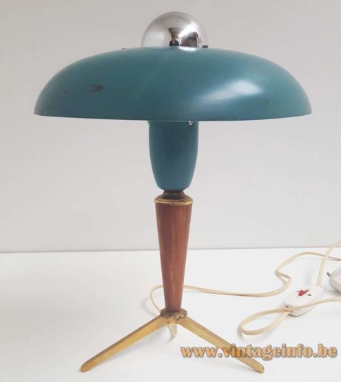 Philips Bijou table lamp variant trompe-l'œil conical wood rod blue-green lampshade