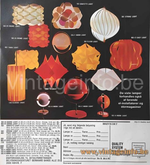 Quality System Cosmo Pendant Lamp - Catalogue Photo - Publicity Advertisement