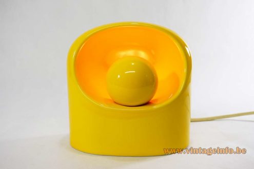 SC3 Venezia table lamp yellow glazed ceramics base & eclipse lampshade 1960s 1970s design Philips