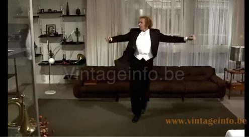 Sonneman Orbiter floor lamp set decoration 1972 French comedy film Le Grand Blond Avec Une Chaussure Noire - prop