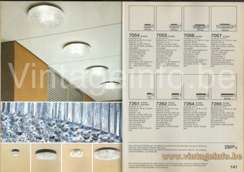 Staff Bubble Glass Flush Mount – 1977 Catalogue Picture Staff bubble glass flush mount 1977 catalogue picture models: 7054, 7055, 7056, 7057, 7261, 7262, 7264 & 7265 wall & ceiling lamps