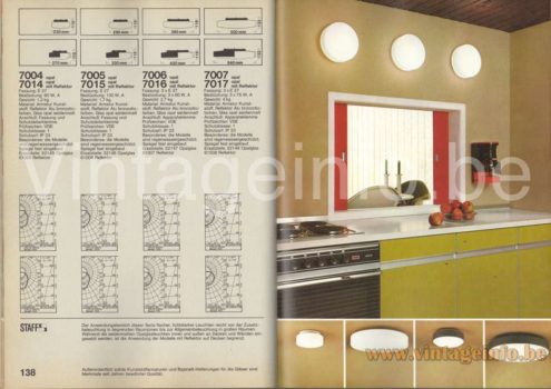 Staff Opal Glass Flush Mount – 1977 Catalogue Picture Staff opal glass flush mount 1977 catalogue picture models: 7004, 7005, 7006, 7007, 7014, 7015, 7015 & 7017 round glass wall & ceiling lamps