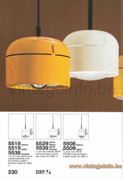 Staff Pendant Lamps 5517 Duo - 1974 Catalogue Picture