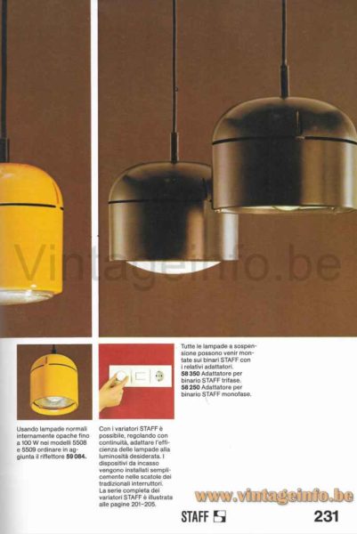 Staff Pendant Lamps 5517 Duo - 1974 Catalogue Picture