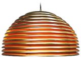 Staff Saturno pendant lamp round brass ring slats metal lampshade design: Kazuo Motozawa Yamagiwa Japan 1970s Germany