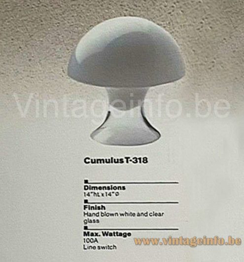 Vistosi Cumulus table lamp 1980s Koch+Lowy model: T-318 catalogue picture design: Enrico Capuzzo Murano Italy 