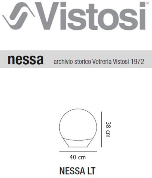Vistosi Nessa table lamp catalogue picture dimensions archive 1972 scetch