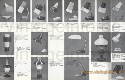 Wrinkle paint bedside table lamp 1964 wholesale catalogue picture + many other small lamps made in Germany 1960s