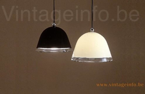iGuzzini Kuala pendant lamp 1976 catalogue picture black + white version design: Franco Bresciani in 1974