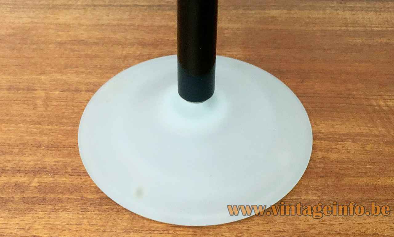 Arteluce Pao T2 table lamp round frosted glass base teak wood rod Matteo Thun 1990s