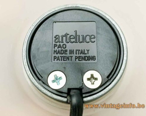 Arteluce Pao T2 Table Lamp Bottom Switch Logo Label