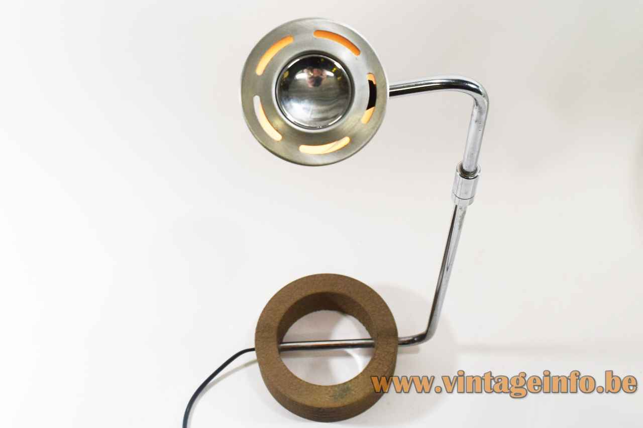 Habitat Tangola desk lamp round cast iron base adjustable chrome rod aluminium tube lampshade top view