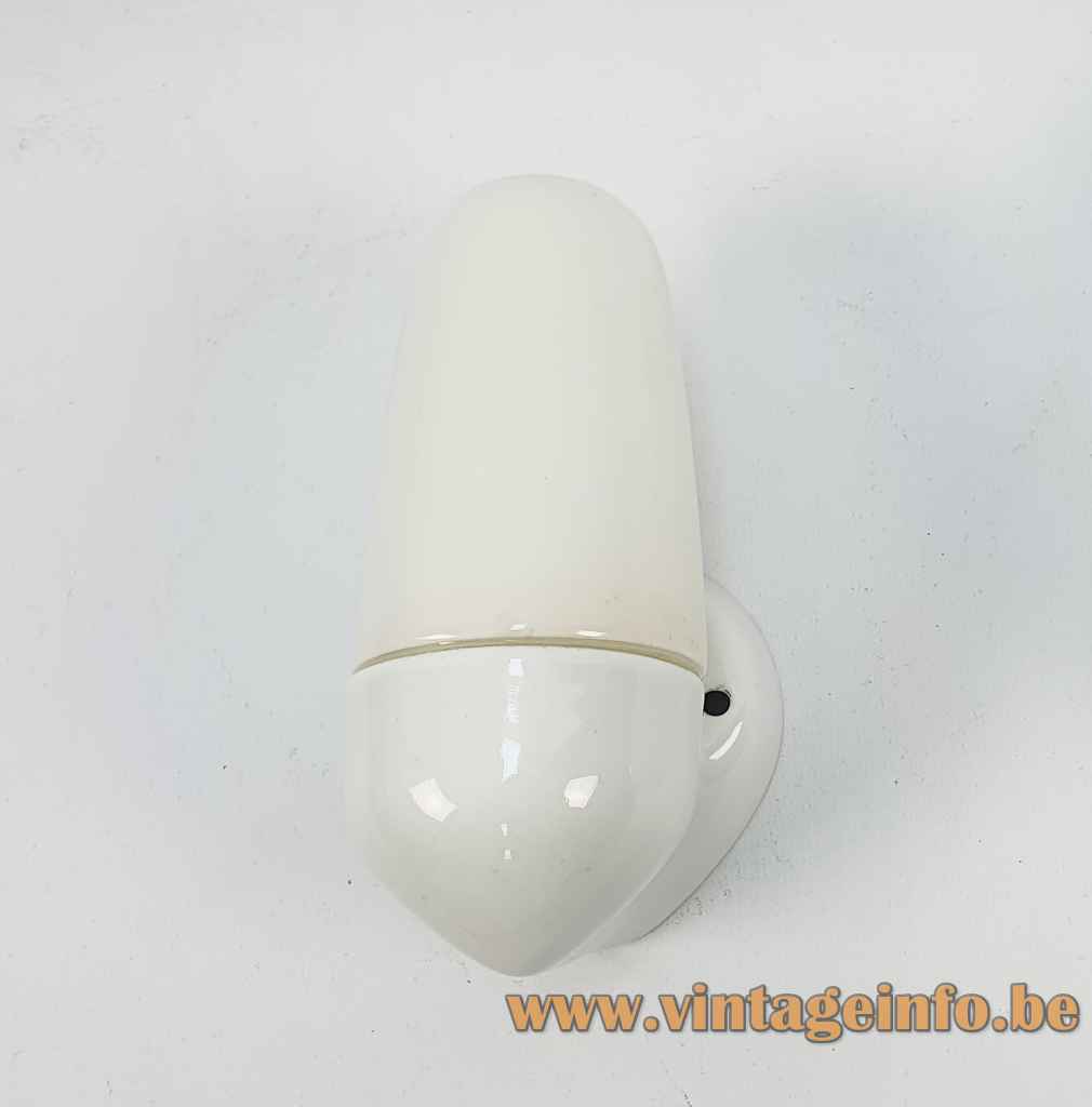 Wagenfeld WV 369 wall lamp white porcelain base conical opal glass lampshade 1950s 1960s Lindner Germany