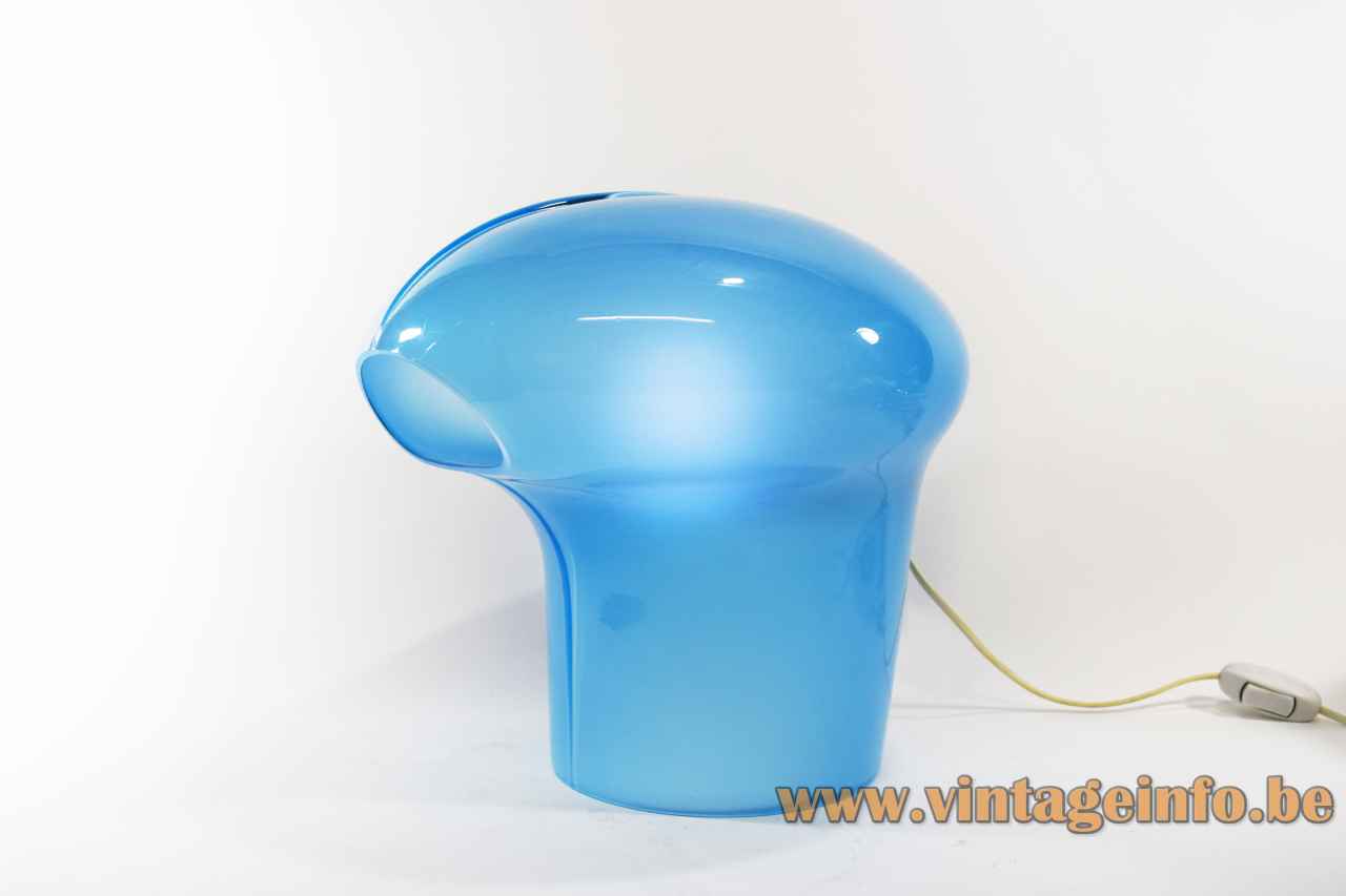 1970s VeArt table lamp translucent blue hand-blown Murano glas lampshade design: Umberto Riva 1980s Italy Medusa