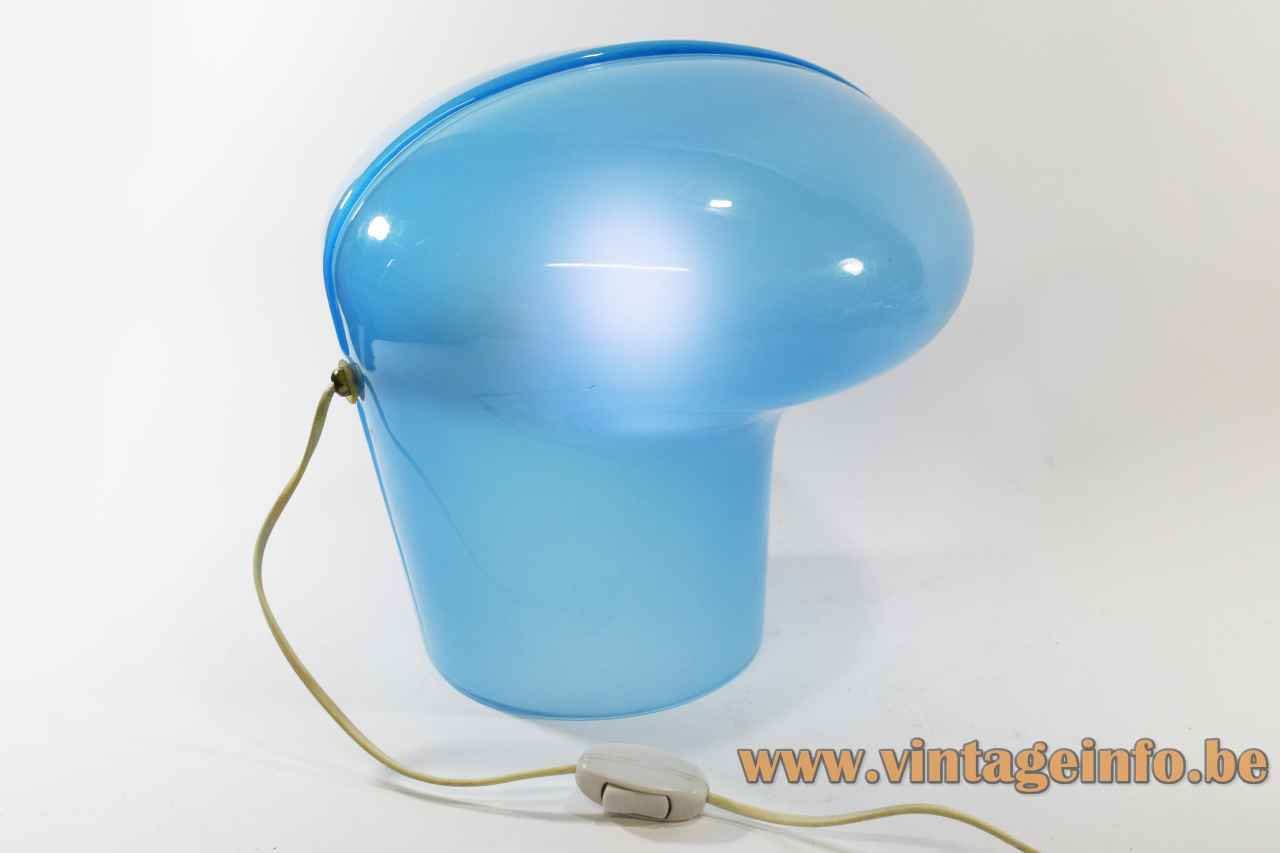 1970s VeArt table lamp translucent blue hand-blown Murano glas lampshade design: Umberto Riva 1980s Italy Medusa