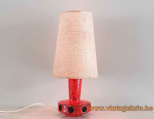 German Red Ceramics Table Lamp 1