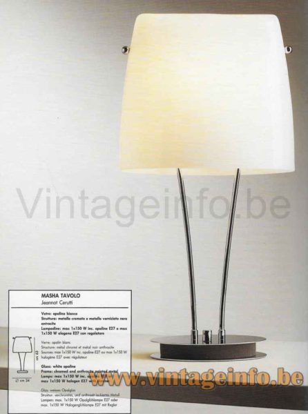 VeArt Masha Table Lamp - 1994 Catalogue Picture - 1990 Design: Jeannot Cerutti