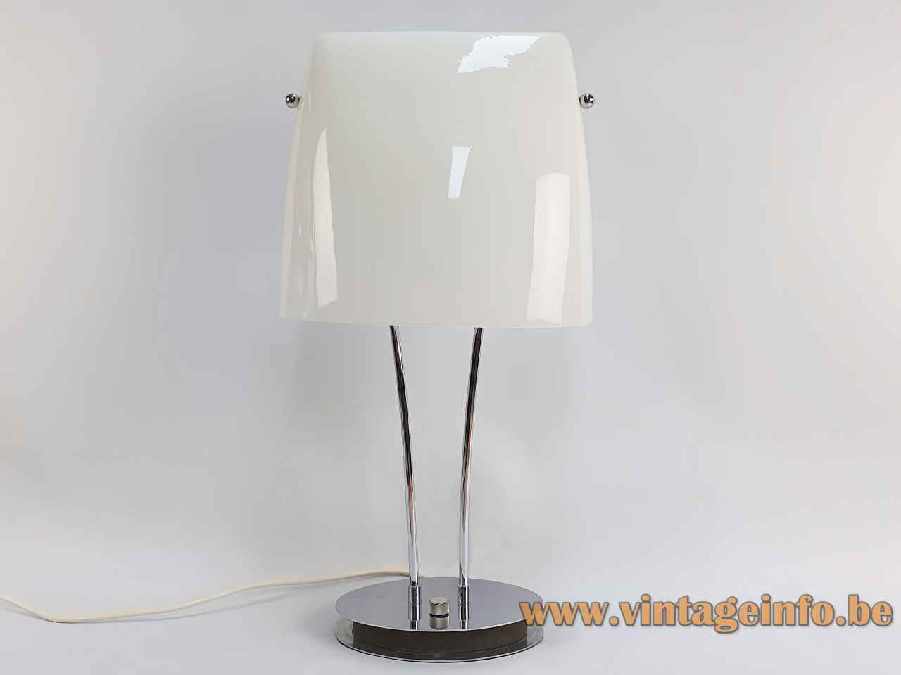 VeArt Masha table lamp round chrome base opal glass lampshade 1990s design: Jeannot Cerutti Artemide Italy