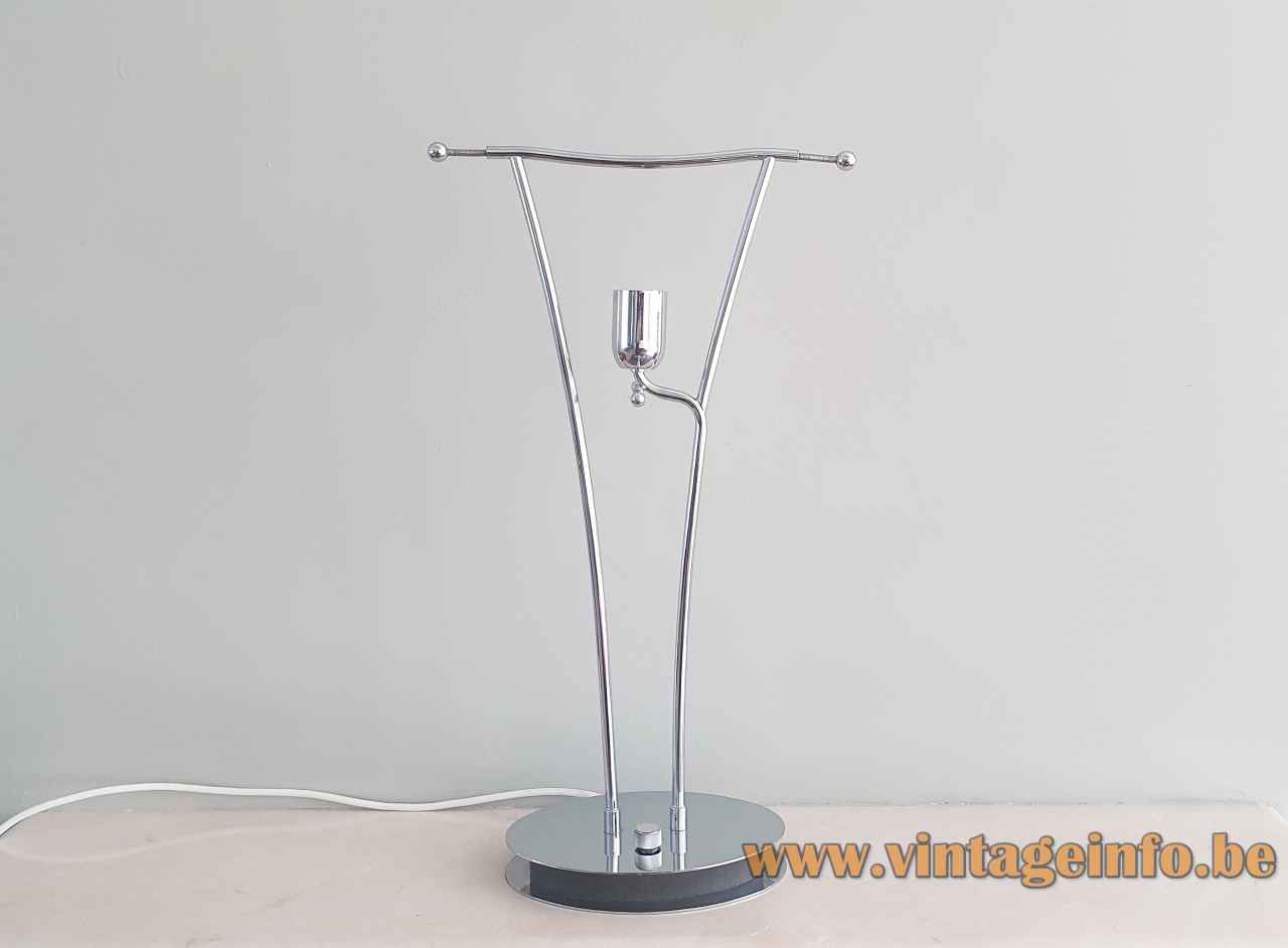 VeArt Masha table lamp round chrome base & rods without lampshade 1990s design: Jeannot Cerutti Artemide Italy