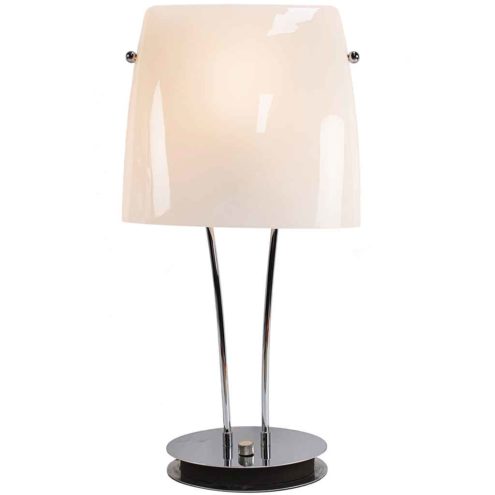 VeArt Masha table lamp round chrome base opal glass lampshade 1990s design: Jeannot Cerutti Artemide Italy