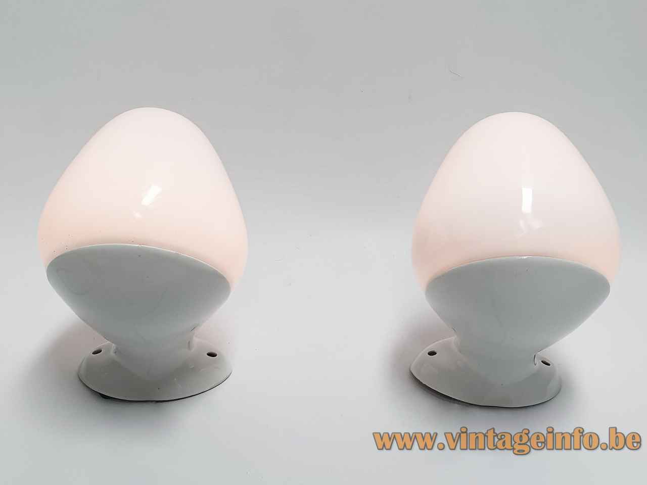 Wagenfeld WV 343 wall lamp white porcelain base mount opal glass lampshade 1950s 1960s Lindner pair