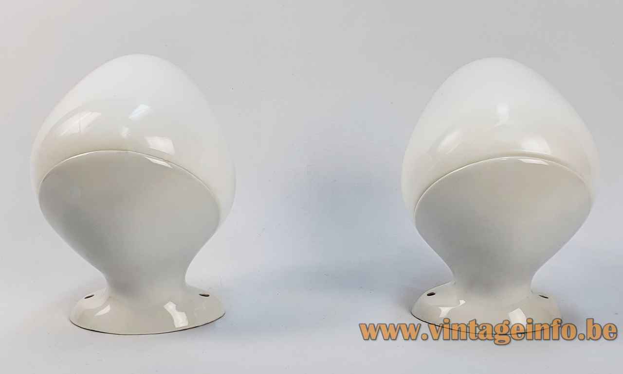 Wagenfeld WV 343 wall lamp white porcelain base mount opal glass lampshade 1950s 1960s Lindner pair