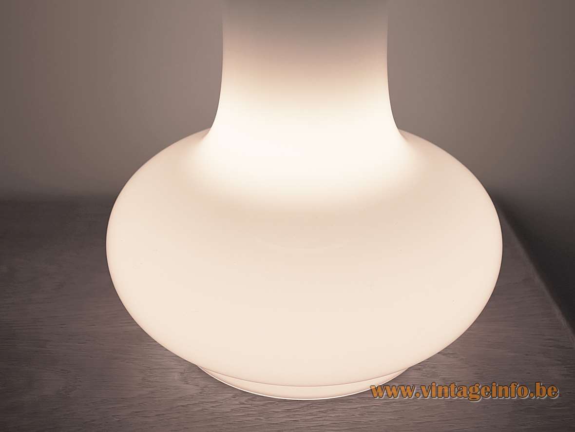 White cone table lamp round opal glass base 1970s no AV Mazzega Carlo Nason Massive Belgium