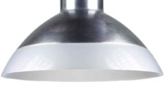 1970s Metalarte pendant lamp round big industrial metal & white acrylic lampshade Spain