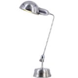 JUMO Model 600 desk lamp round chrome base adjustable rod & lampshade 1940 design: André Mounique France