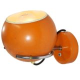 Massive globe wall lamp adjustable orange & white metal lampshade open chrome ring 1960s 1970s Belgium