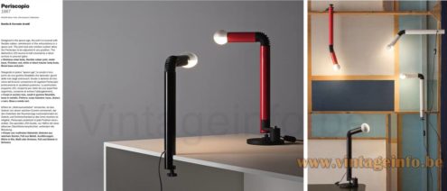 Stilnovo Periscopio table lamp 2023 catalogue picture reissue design: Danilo & Corrado Aroldi black, white & red version