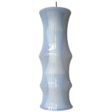 Glass bamboo pendant lamp blue translucent white milky Murano glass tube lampshade 1970s Massive Belgium Italy