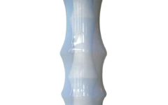 Glass bamboo pendant lamp blue translucent white milky Murano glass tube lampshade 1970s Massive Belgium Italy