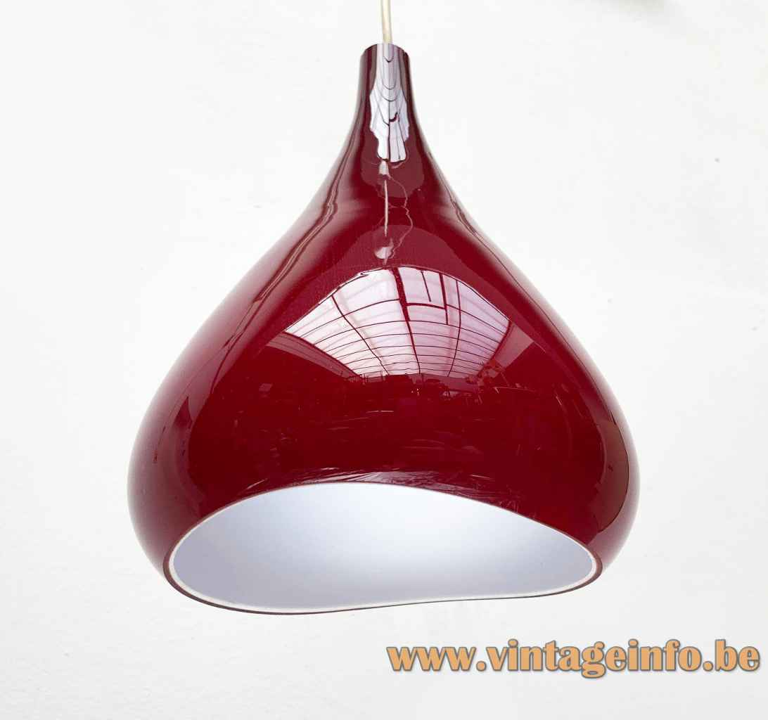 Nordisk Solar Krokus pendant lamp conical round red glass lampshade 1960s design: Sigvard Bernadotte & Acton Bjørn