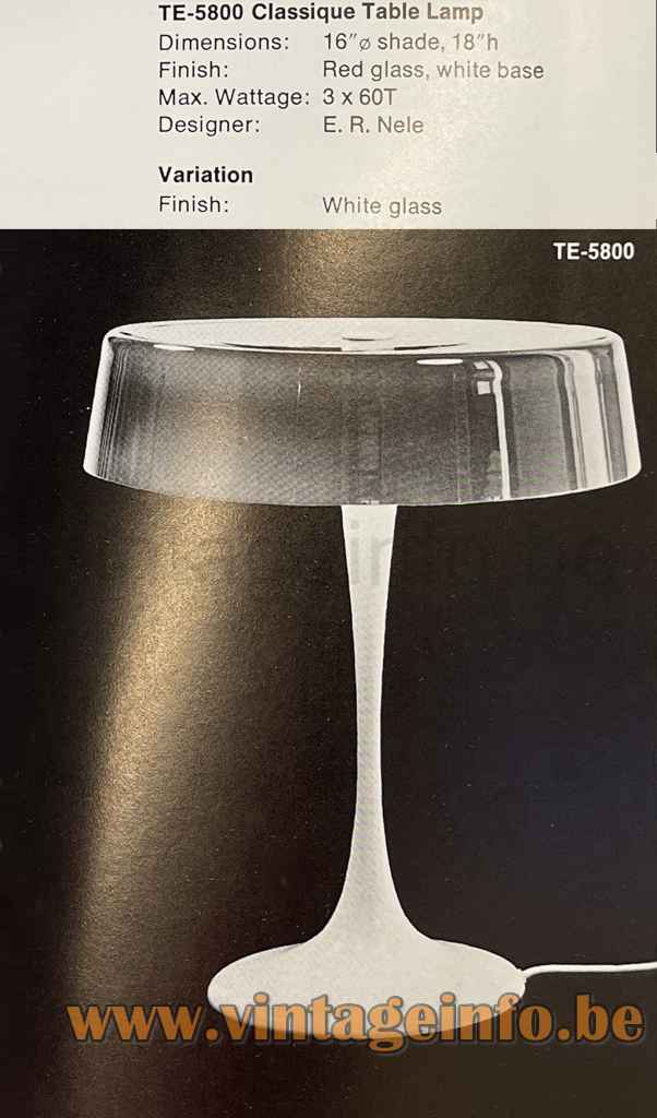 Temde Mushroom Table Lamp - 1972 Koch + Lowy USA Catalogue