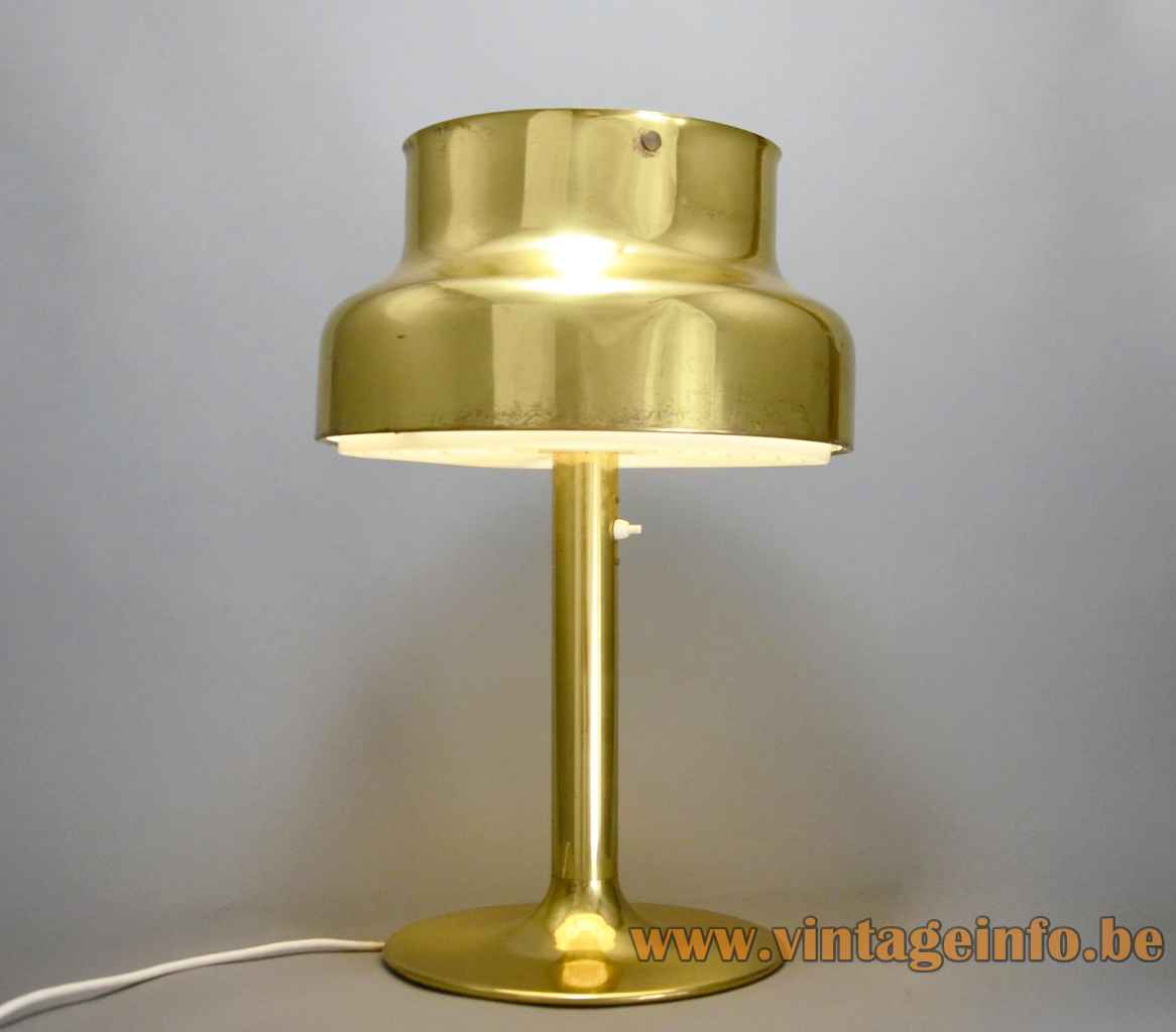 Ateljé Lyktan Bumling table lamp brass base & lampshade white plastic diffuser 1968 design: Anders Pehrson Sweden