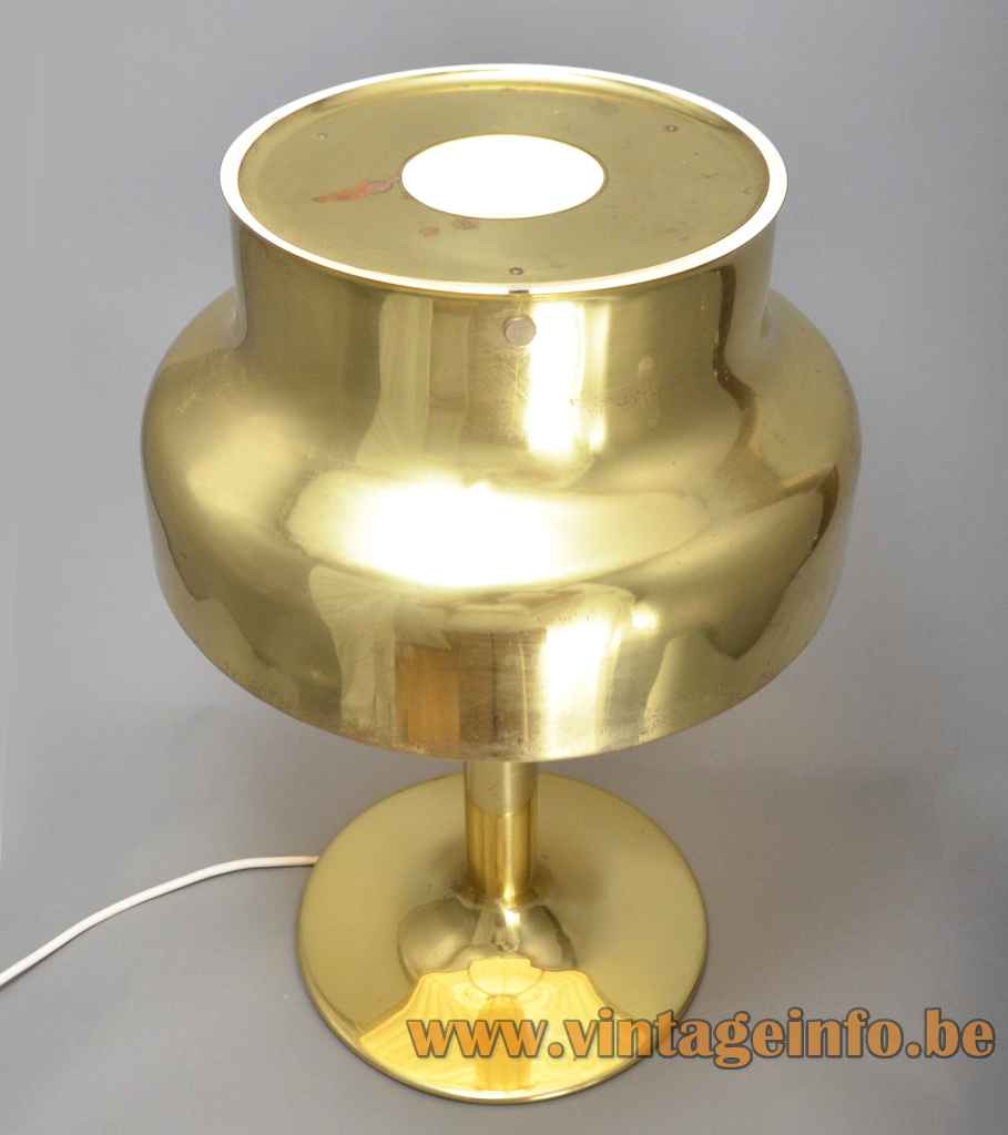 Ateljé Lyktan Bumling table lamp brass lampshade white plastic diffuser 1968 design: Anders Pehrson top view