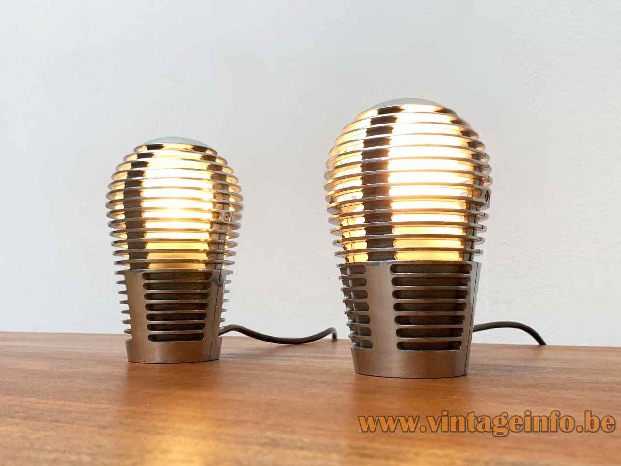 Metalarte Zen table lamp conical radial perforations zamac lampshade 1989 design: Óscar & Sergi Devesa Spain pair
