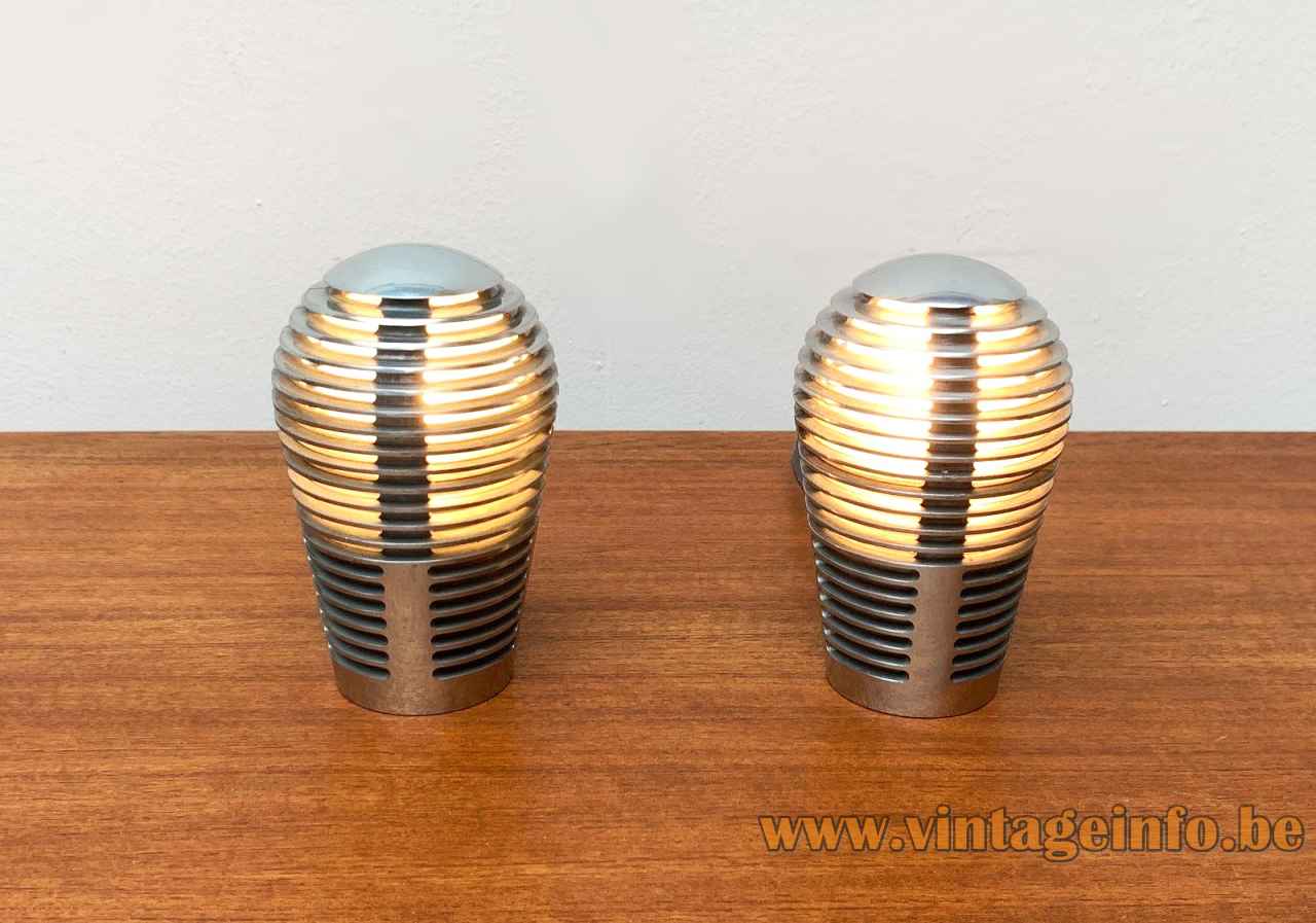 Metalarte Zen table lamp conical radial perforations zamac lampshade 1989 design: Óscar & Sergi Devesa Spain pair