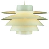 Nordisk Solar Verona pendant lamp round layered white metal sheet lampshade 1968 design Sven Middelboe 1960s 1970s